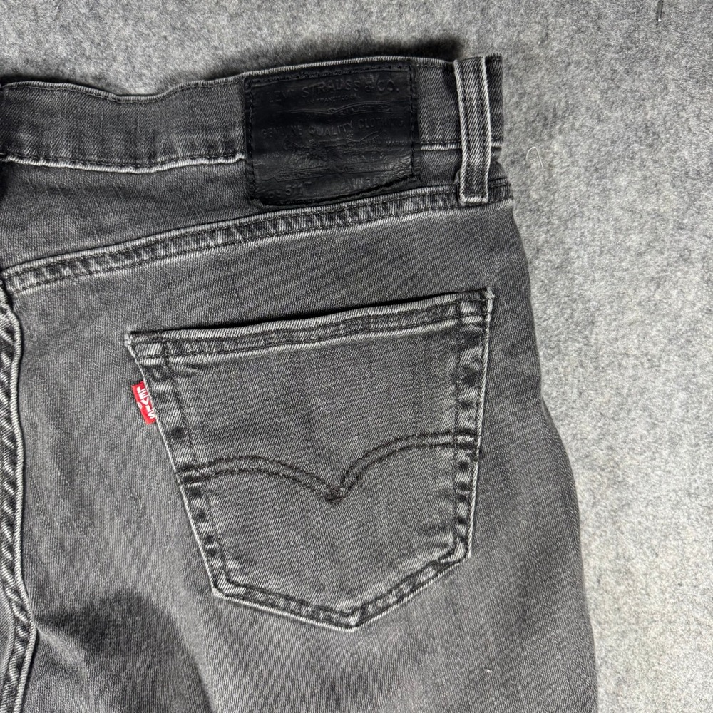 Levis Premium 511 Slim Fit Jeans Mens 34x29 Faded Black WaterLess Denim Pants - Picture 6 of 11